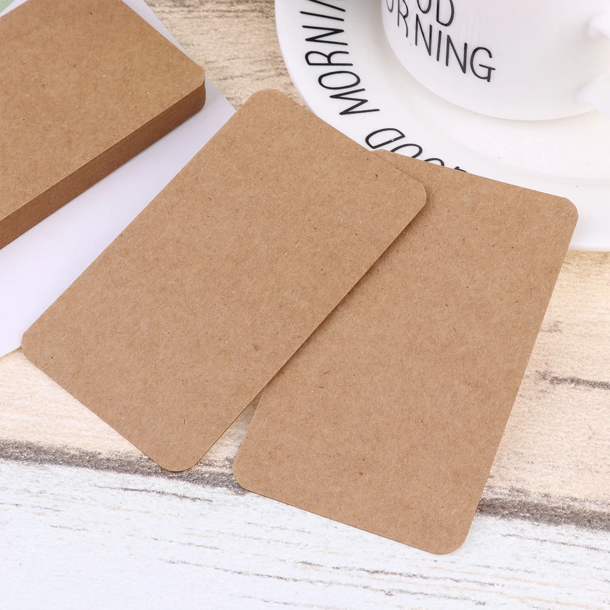 

100pcs Blank Kraft Paper Cards Study Notes Memo Vocabulary Word DIY Craft Writing Greeting Postcard for School Shop ( Brown )