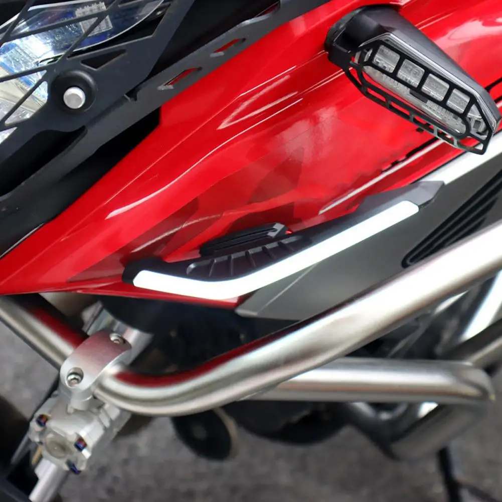 Motorcycle led lights motorcycle accessories 2Pcs motorcycle front side spoiler winglets-aerodynamic wing set with LED light adhesive sticker universal fit