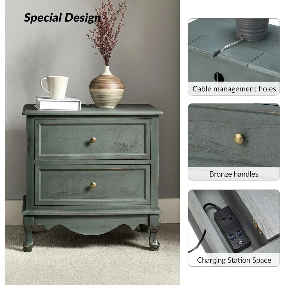Wooden Storage French Style Furniture Cabinet Side Bed Tables Drawers Night Table Room Bedside Bedroom Cute Muebles Double Home