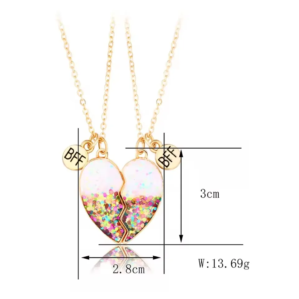 2 stücke Chic Herz Magnetische Halskette für Mädchen Frauen Kawaii Katze Tier Anhänger Kette Beste Freunde BFF Schmuck Party Geschenke 2025 – Detail 14
