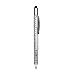 6 - in - 1 Multifunctional Tool Pen with Stylus, Ruler, Screwdriver, and Level (Silver)