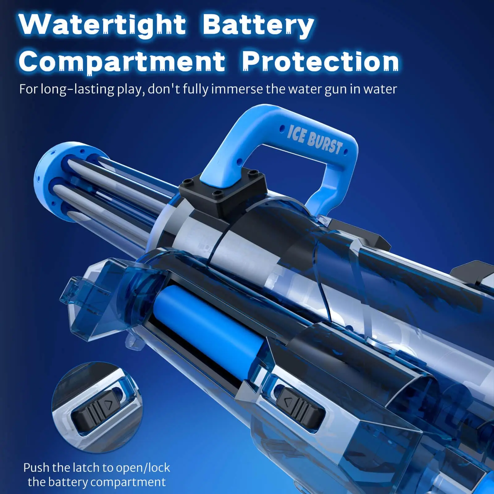 Strongest Gatling Electric Water Gun Toy With Light Continuous