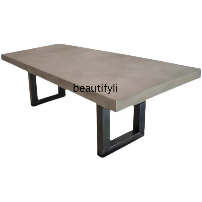 Industrial Style Solid Wood Long Table Simple Designer Desk Vintage Log Conference Table Creative Negotiation Workbench