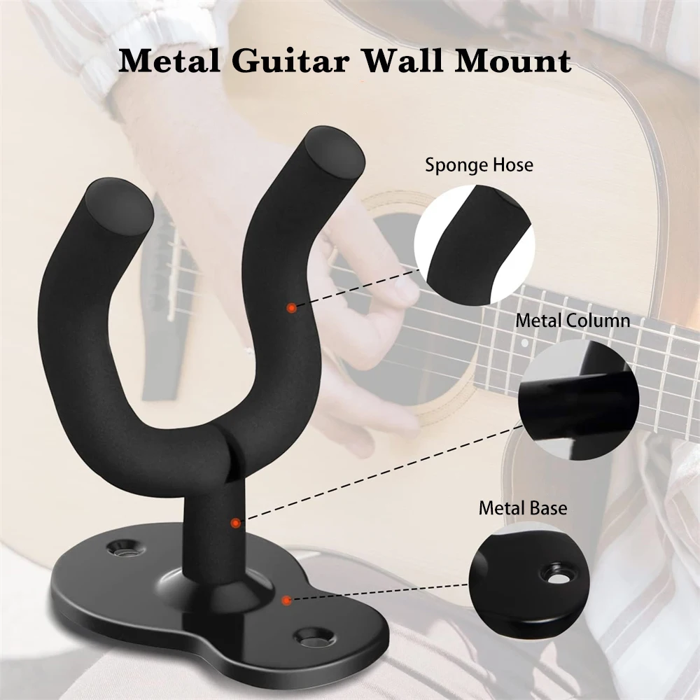 Guitar Wall Mount 1 Pc Metal U-Shaped Guitar Wall Mount Stand Hanger Holder Hook for Acoustic Electric Guitar Banjo Bass Gift for Player