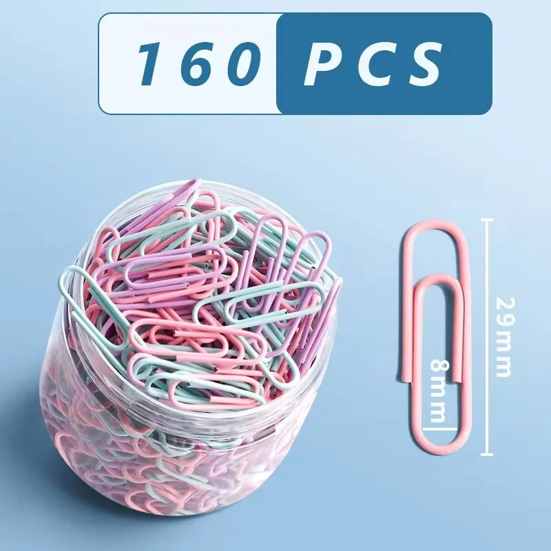 160 pcs Color Paper Clips Office Supplies File Bookmark Clip Organizer paper clips