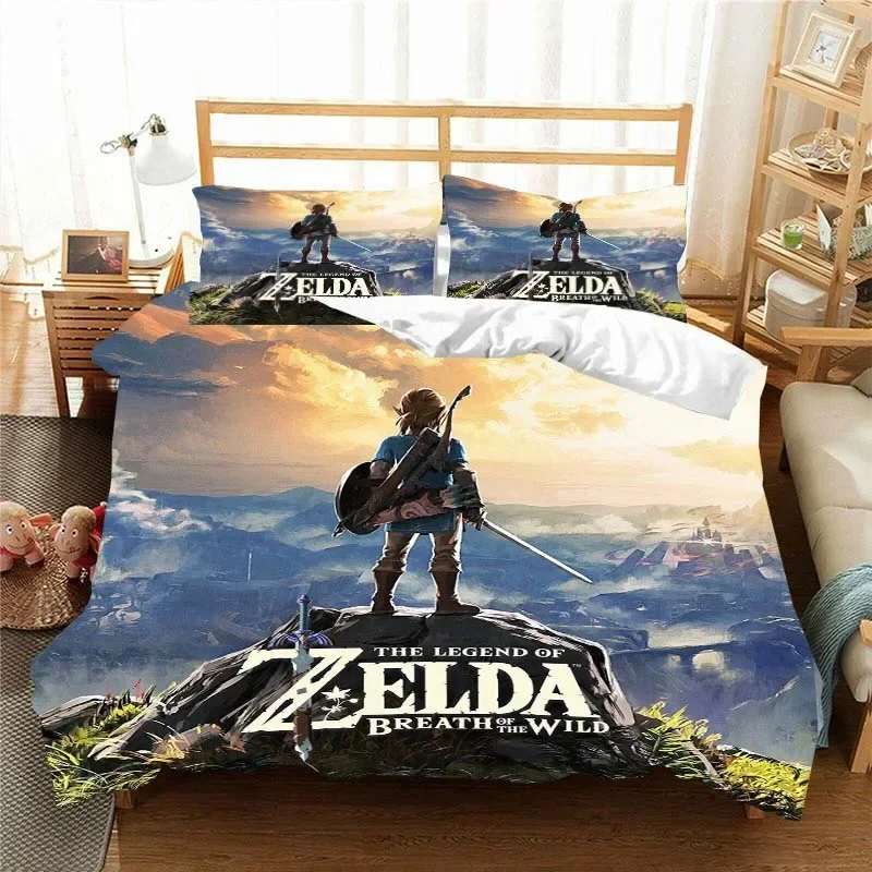 Z-Zelda Pattern Quilt Cover Pillowcase Bedding Two or Three Piece Set Multi Size Comforter Set Duvet Cover Bedding Sets 4