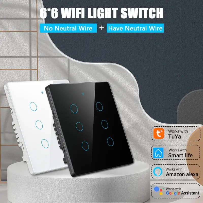 

CORUI Tuya WiFi Smart Touch Switch Brazil 4X4 Smart Touch Panel Light Switch Smart Life APP Control Work With Alexa Google Home