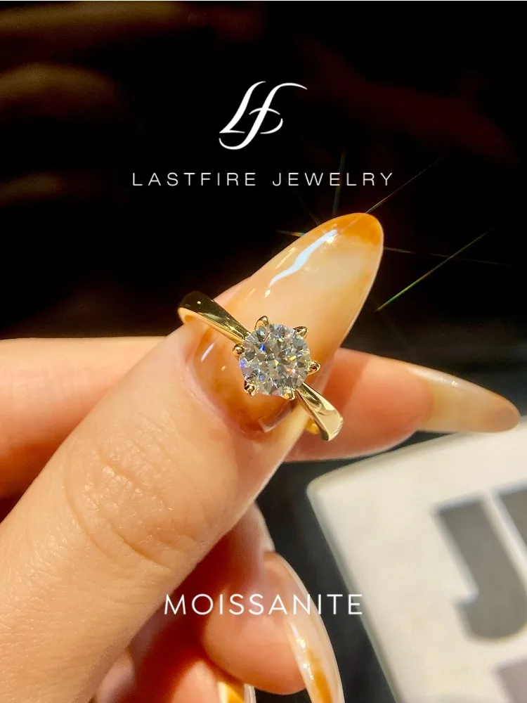 Anillo de Moissanita Real de 0.5-2ct, Anillos de Compromiso y Boda con Diamantes para Mujer, Plata de Ley 925, Joyería de Lujo de Alta Calidad