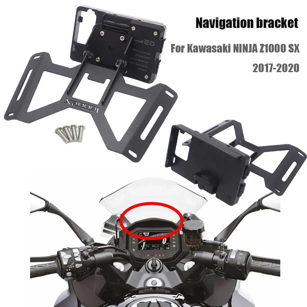 Motorcycle Navigation Bracket Mobile Phone Usb Charging For Kawasaki Ninja Z1000 Sx Z1000Sx 2017-2020