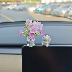 Spring Car Interior Decor - Adorable Resin Dashboard Vase with Healing Doll Ornaments (A)