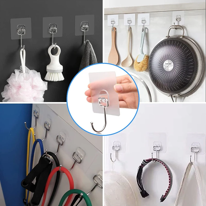 1-3PCS Adhesive Wall Hooks Acrylic Shower Hooks for Hanging Gold Self-adhesive  Hooks Towel Holder Bathroom Accessories - AliExpress