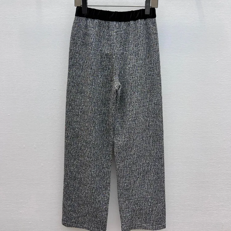 Brand New 2023 Autumn Chic OL High-rise Straight Pants High Quality Vintage Tweed Pants C026