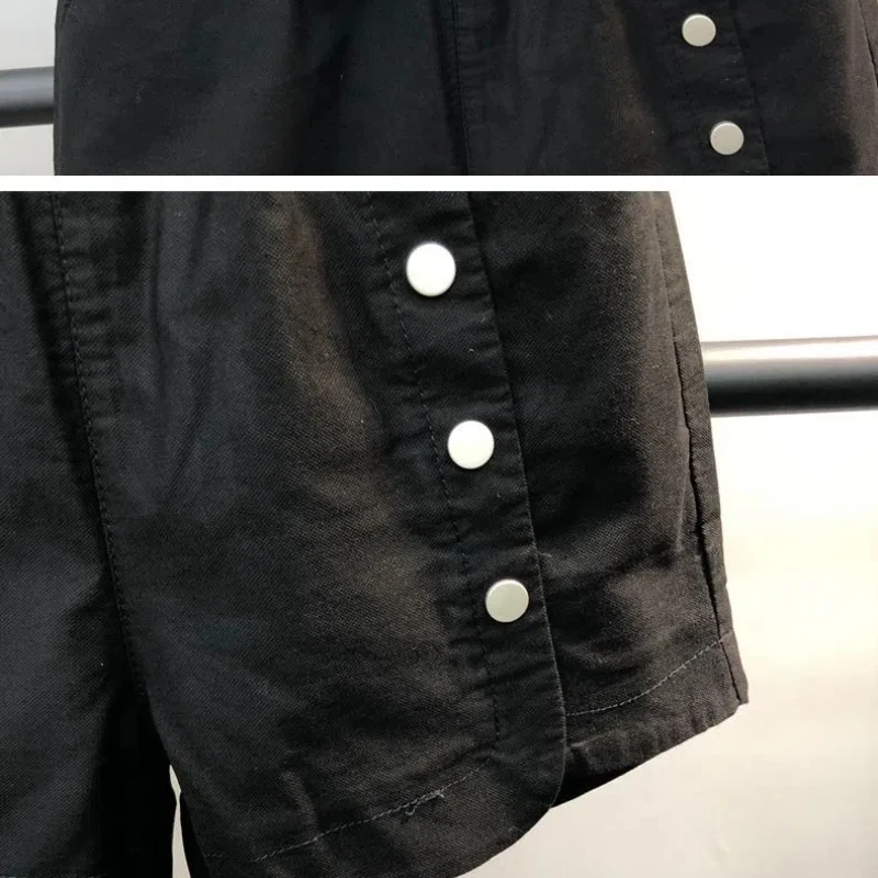Korean Elasticized Summer Women's 2024 New Patchwork Button Pocket Fashion Solid Color Loose All-match Casual Sports Shorts