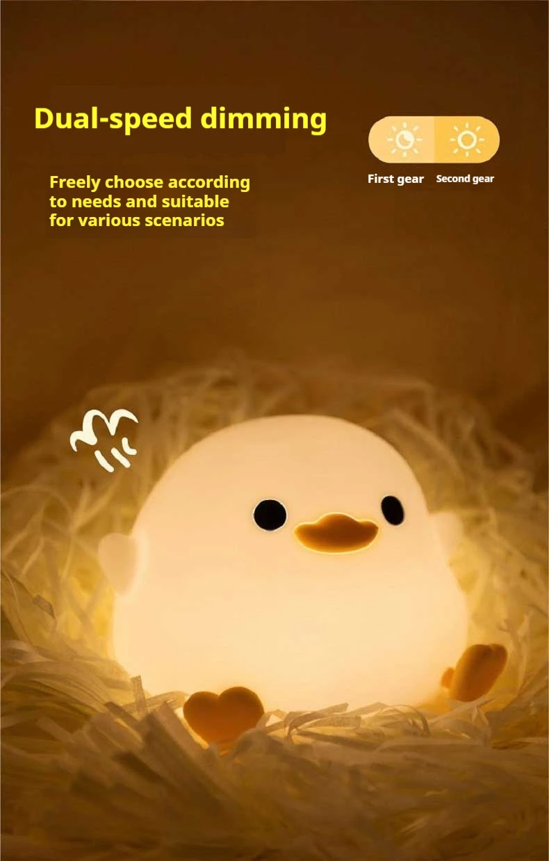 Description Picture 5 of itemDoudou Duck Silicone Night Light Children's Gift Soft Light USB Rechargeable Dimming Touch Lamp Sleeping Animal Decor Gift Lamp