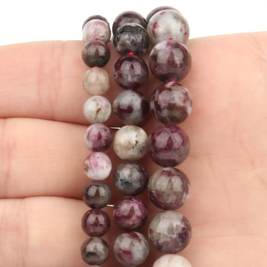 

6/8/10MM Natural Stone Plum Flower Tourmaline Round Loose Spacer Beads For Jewelry Making DIY Earing Bracelet Accessories