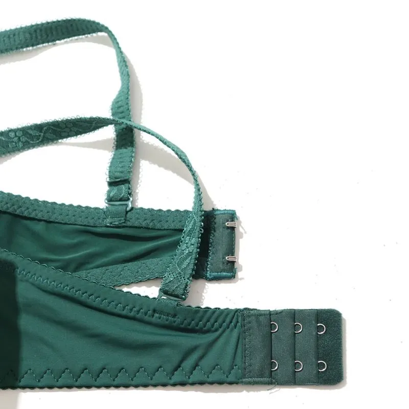 Beauwear Green Embroidred Floral Bra with Pendent Push Up Bra with Foam Pad Underwire Bras 75B 80B 85B-W8001 4