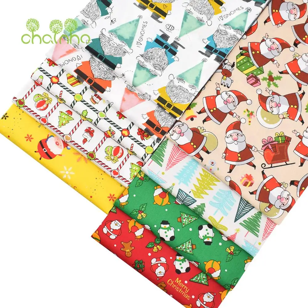 Chainho,Printed Twill Weave Cotton Fabric,Patchwork Cloth,DIY Sewing Quilting Material,Christmas Series,2 Specification,CC131