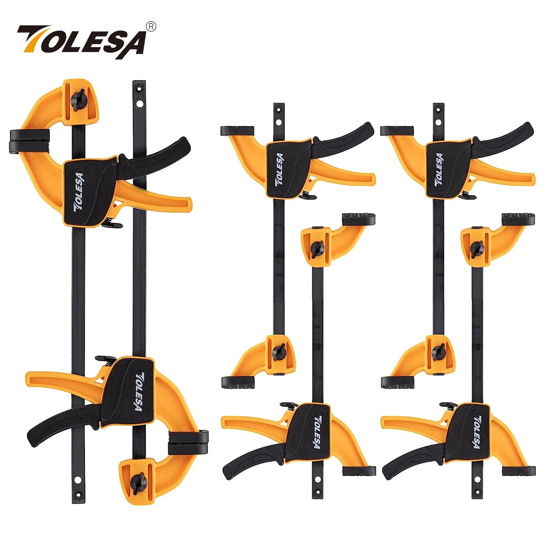 TOLESA 목공용 바 클램프, 퀵 그립 클램프, 45 Lbs 하중 제한, 6PC 라이트 듀티 한 손 클램프 및 스프레더, 4 인치 및 6 인치