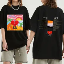Bad Bunny UN VERANO SIN TI Graphics T Shirt Unisex Hip Hop T Shirts Music Album Double Sided Print Short Sleeve Tees Oversized