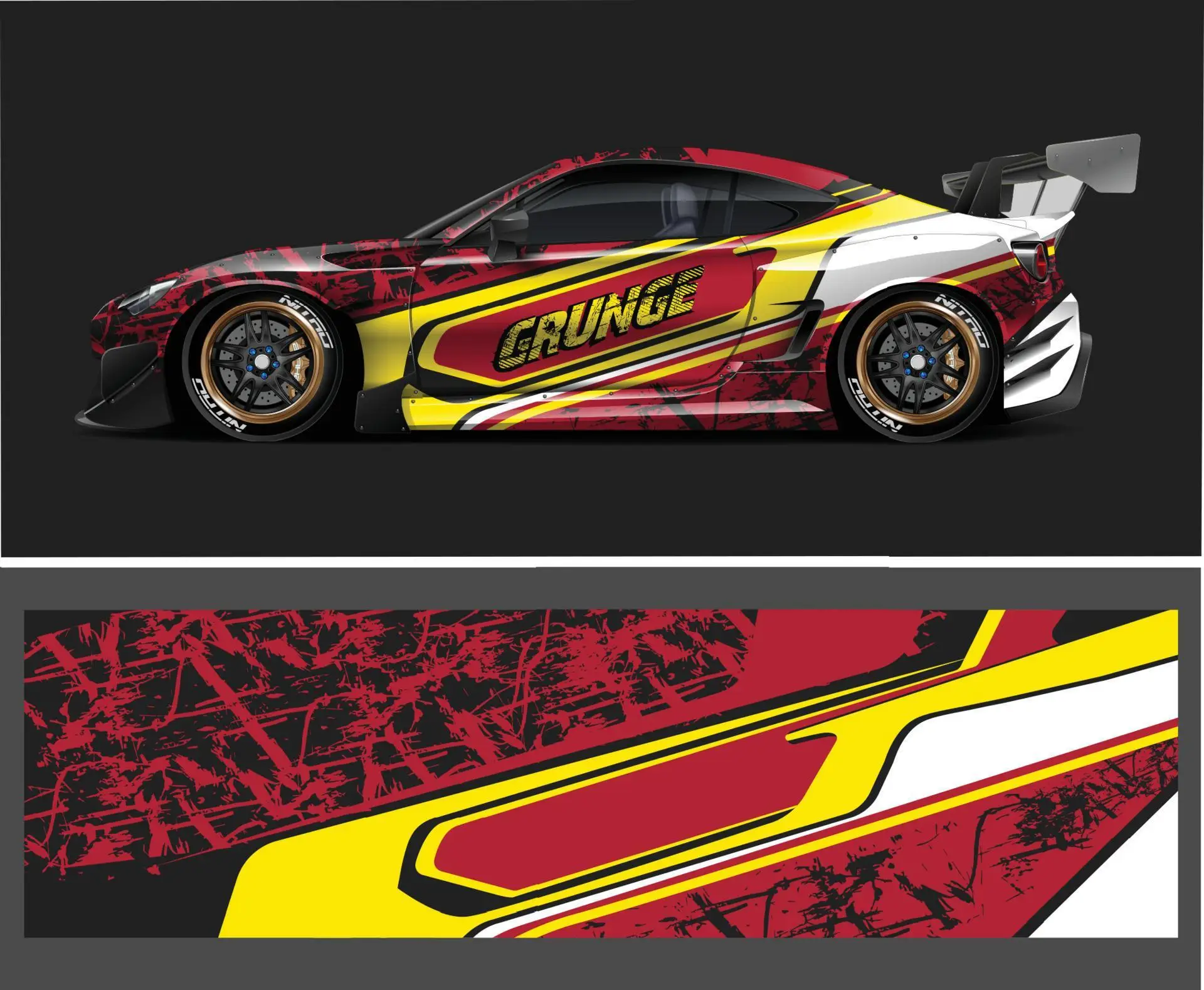 Full Body Racing Car Graphic Decal Vinyl Wrap Modern Design Vector