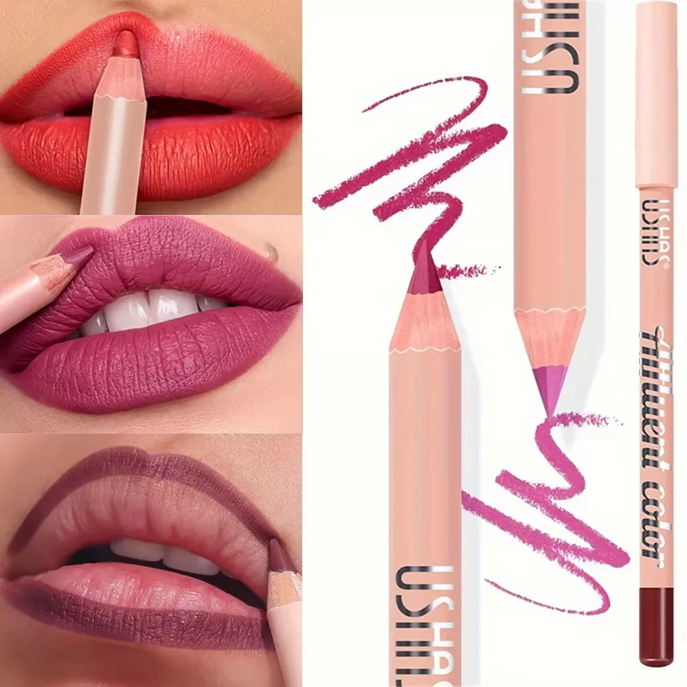 Fine Slim Lip Pencil Waterproof Easy To Color Matte Pink Purple Long-lasting Non Stick Cup Pigment Sexy Lip Cosmetics