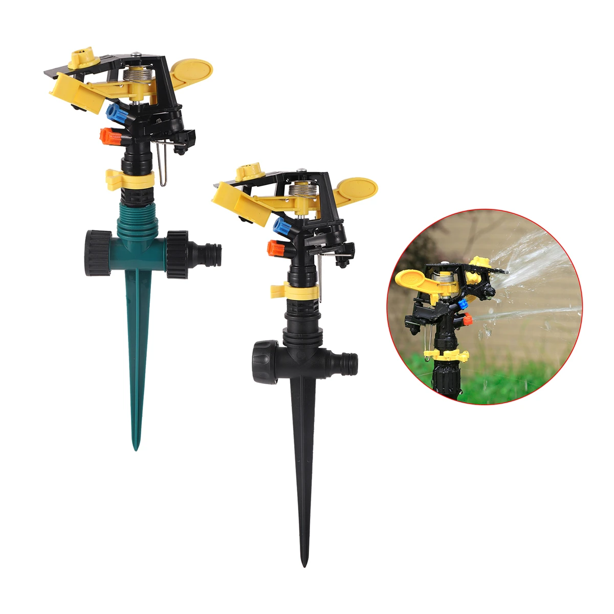 1/2" Male Thread Double Nozzle Yellow-Winged Adjustable Rocker Sprinkler with 3-Kinds Bracket Kit 360 Degree Garden Lawn Nozzle garden sprinkler irrigation sprinklers garden irrigation nozzle garden sprayer nozzles