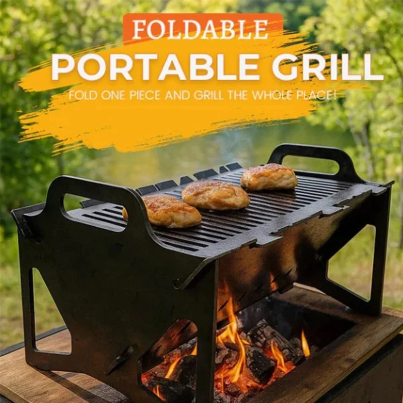 Outdoor Camping Folding Barbecue Stainless Steel Portable