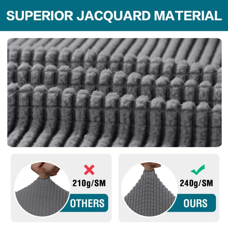 Jacquard Chair Seat Covers Removable Washable Anti-Dust Stretch Spandex Dining Room Upholstered Chair Cushion Slipcovers 3