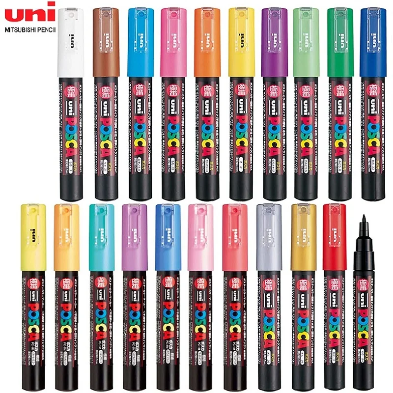 Uni 1pc Paint Markers Plumones Colores Posca PC-1M/3M/5M 예술용품 Mercaderes  Highlighter for School Stationery Acrylic Graffitti - AliExpress