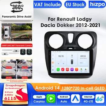 Hizpo 9 ''Android 14 navegación de coche para Renault Dokker/Lodgy Dacia 2012 - 2021 4G WIFI BT GPS inalámbrico Carplay/Auto 360 Cam 1