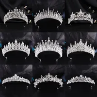 Luxury Crystal Wedding Hair Tiara Rhinestone Bridal Tiara Crown Silver Color Diadem Veil Tiaras Bride Hair Accessories Headpiece