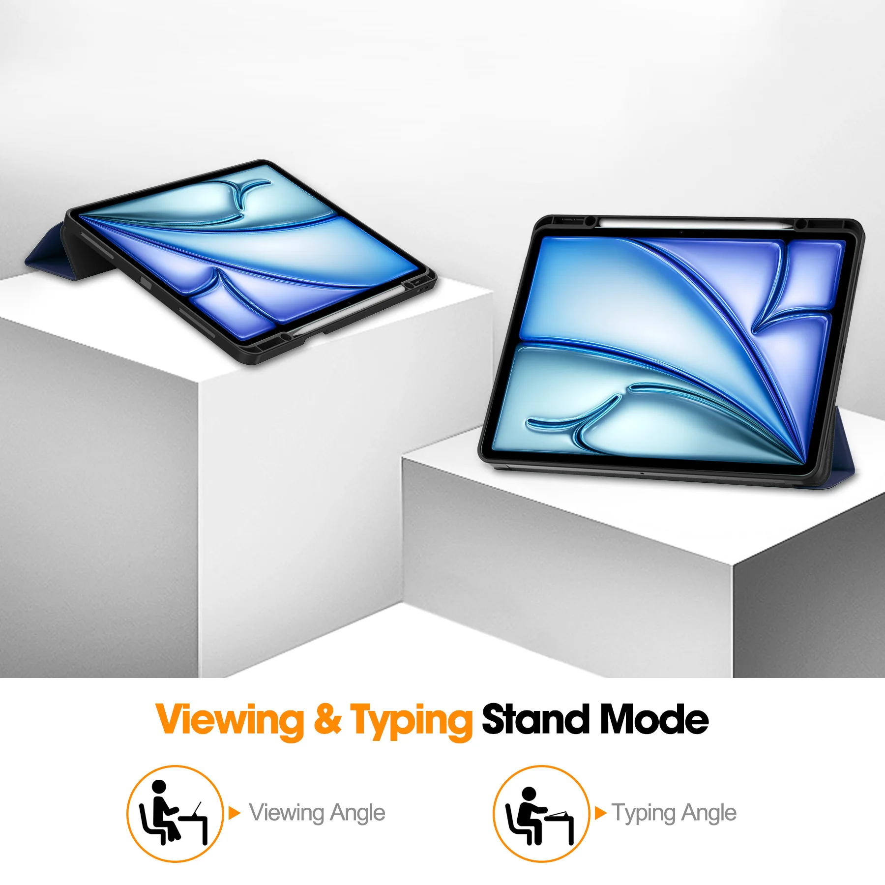 Für iPad Air 13 (M2/M3) Tablet Dreifach Faltbare TPU-Hülle mit Stifthalter Weiche Schutzhülle mit Standfunktion – Detail 13