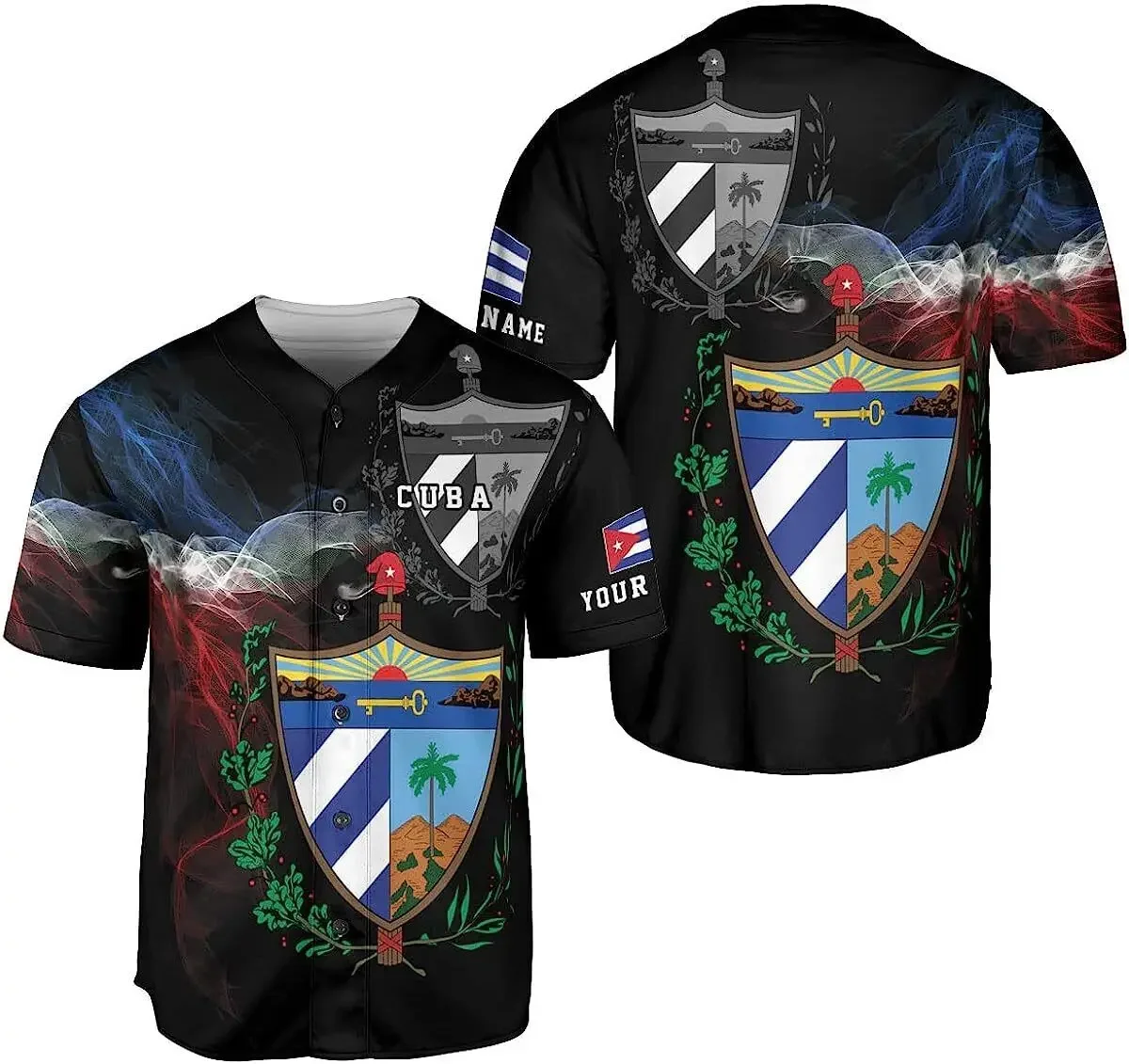 Custom Cuba Olive Army FLAG 3D Print Mesh Fiber Baseball Jersey Shirt Top Tee Men Streetwear Short Sleeve Sport 4