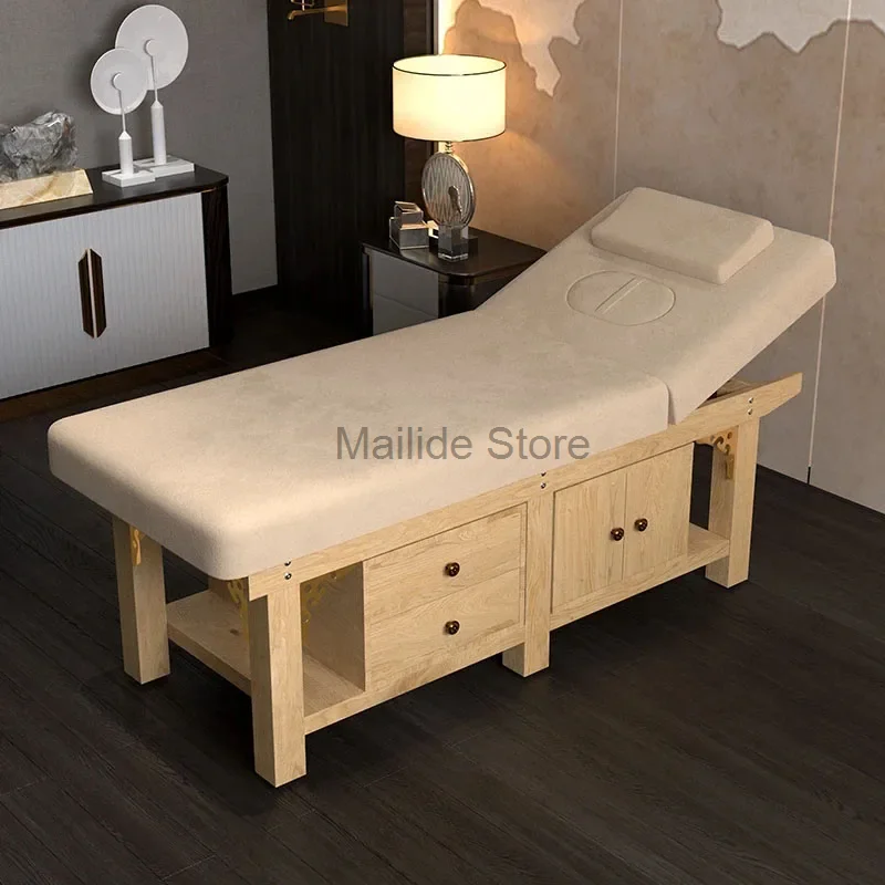 Simple Solid Wood Massage Tables Modern Beauty Bed Ear Picking Special Massage Bed with Storage Drawer Cabinet Salon Furniture wood pattern car refit manual transmission gear shift handball knob with four plastic adapter special wrench mounting screws