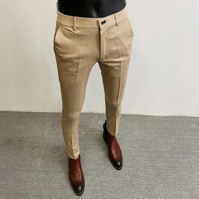 Stretch Pants Summer Men's Casual Stretch Pants Solid Color Slim Business Formal Office Versatile Interview For Men Daily Wear stretch pants business pants suit pants men pants