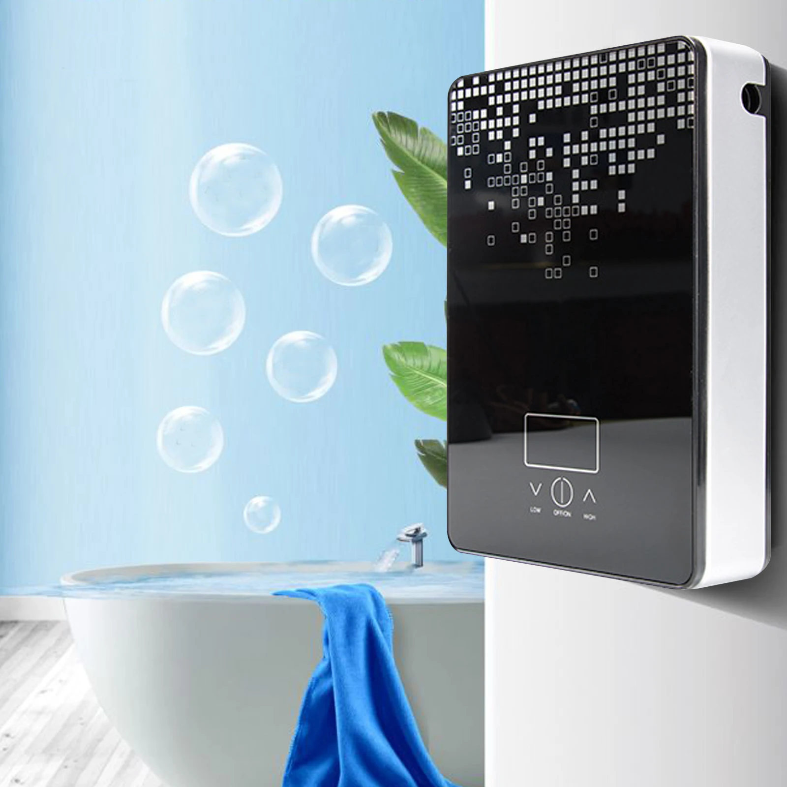 Electric Water Heater 6.5kW, Instant Hot Water Heater with Digital Display for Bathroom-220V,Black Bathroom Shower Hot Water Set 3