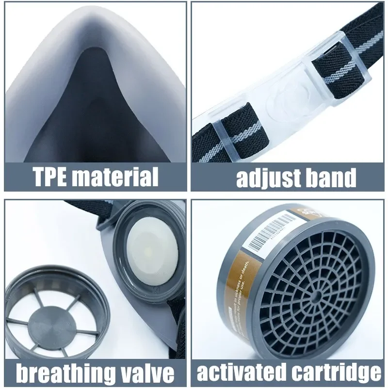 Gas Mask Respirator Filter Gas Mask Filter Gas Respirator Face Respirator Half Face Respirator Mask Painting Gas Mask Respirator Set Dual Charcoal Filters Spray Chemical Industry Pesticide Anti Fog Glasses