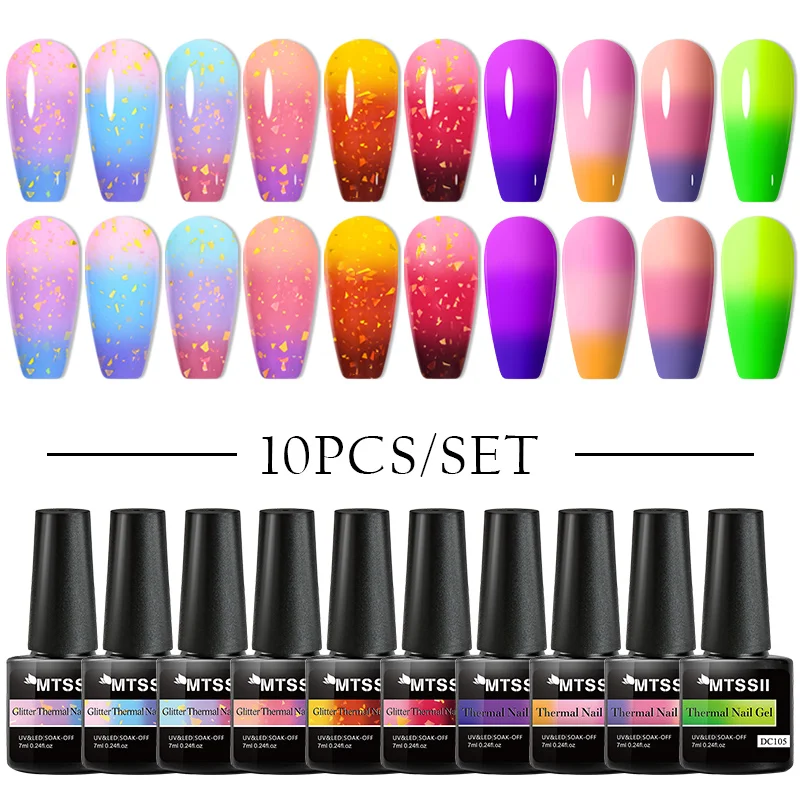 10/12pcs Thermal Gel Nail Polish Set Temperature Color Changing Semi Permanent Varnish Soak Off UV LED Manicure Nail Art Kit