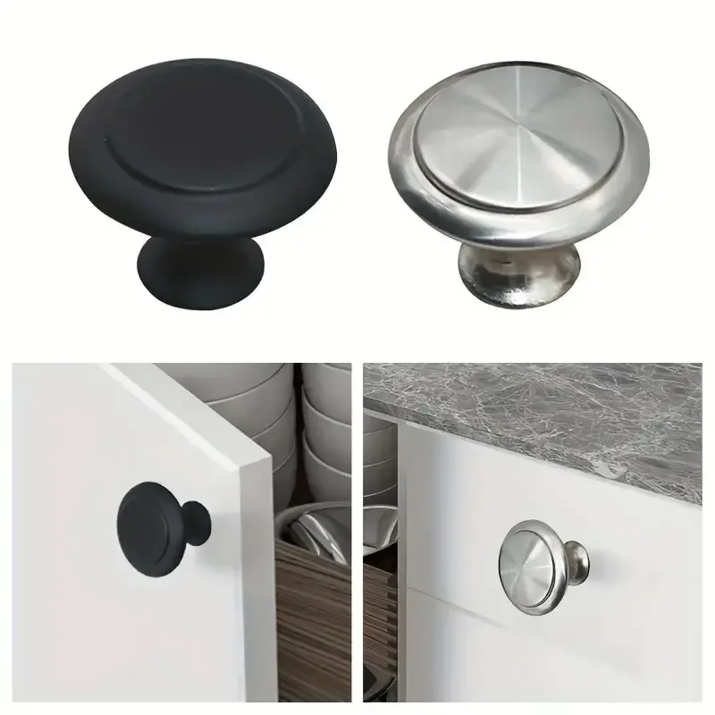 Door Handles Circular Small Single Hole Stainless Steel Metal Cabinet Wardrobe Shoe Drawer Hardware 6pcs