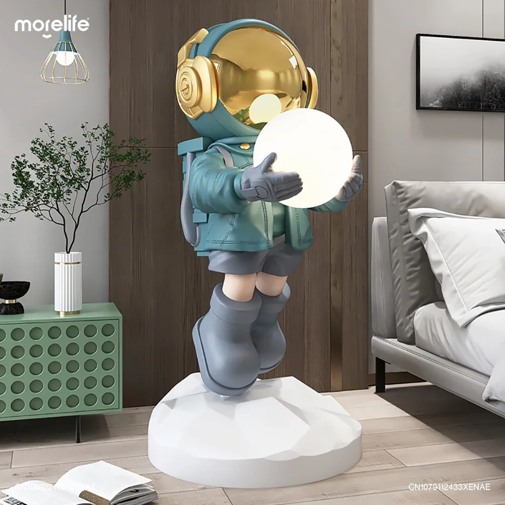 Nordic Creative Fashion Astronaut Statue Lamps Resin Crafts Home Decoration Floor Interior Room Bluetooth Light Ornaments Decor