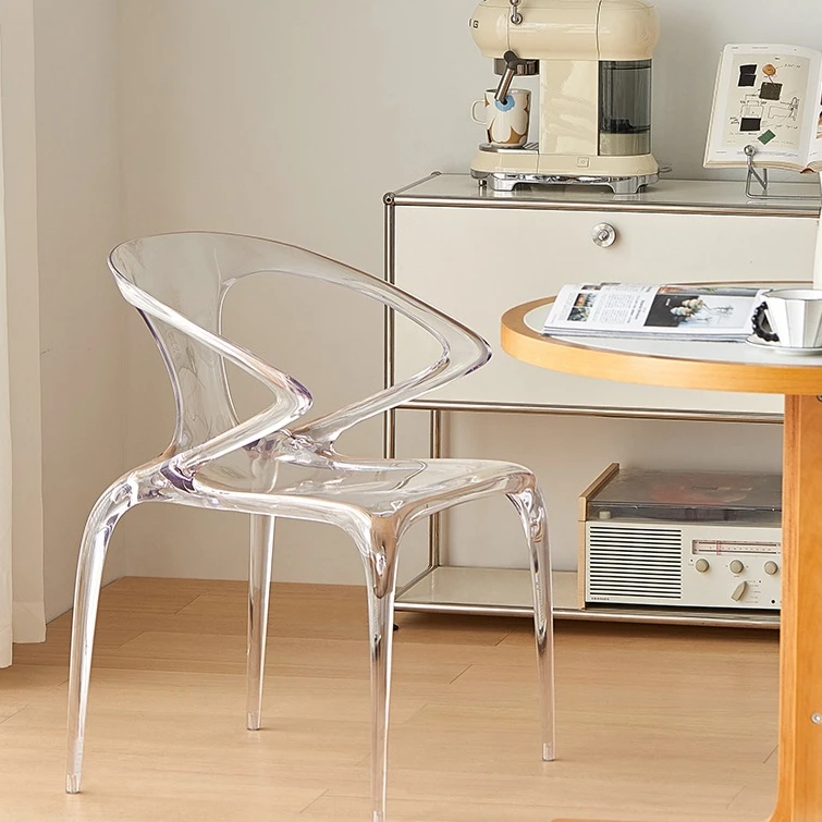 Modern Acrylic Transparent Dining Chair AVA Designer Chair Luxury Crystal Clear Backrest Seat Creative Home Vanity Accent Chair