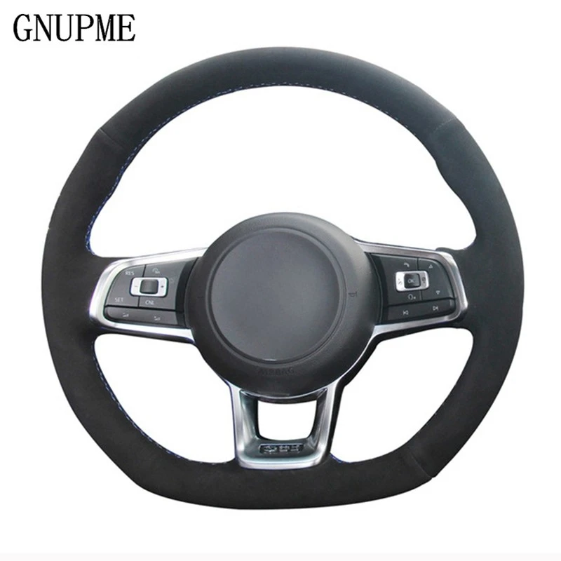 

DIY Hand-Stitched Black Suede Car Steering Wheel Cover for Volkswagen VW Golf 7 GTI Golf R MK7 VW Polo GTI Scirocco 2015 2016