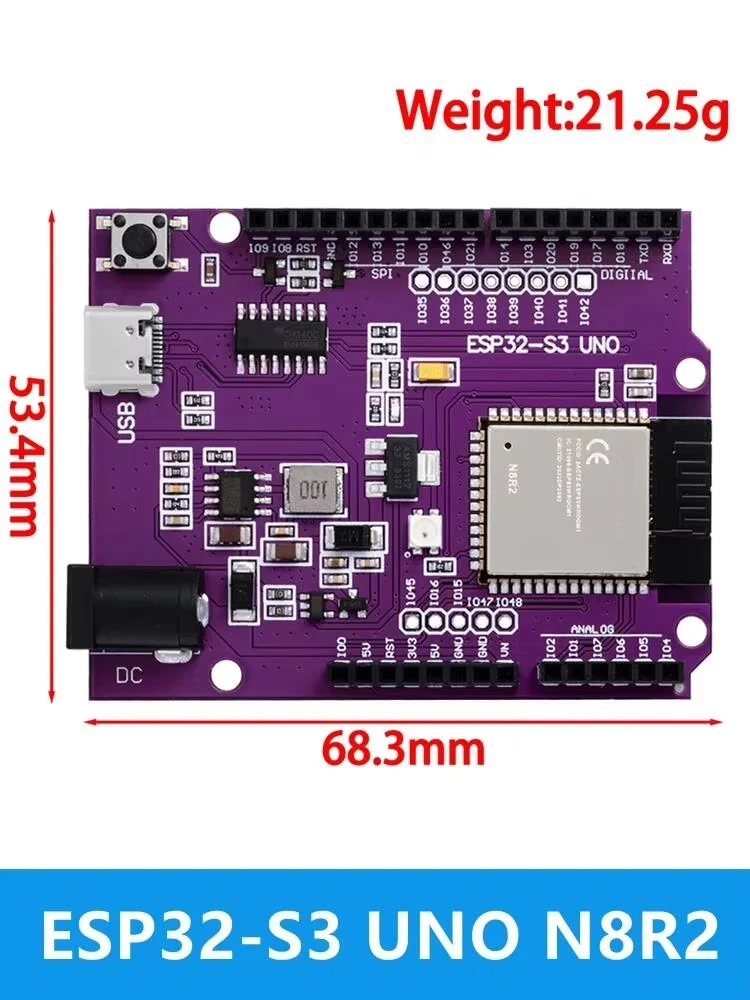2pcs ESP32-S3 Development Board - WiFi + Bluetooth MCU Module With Dual Type-C Ports
