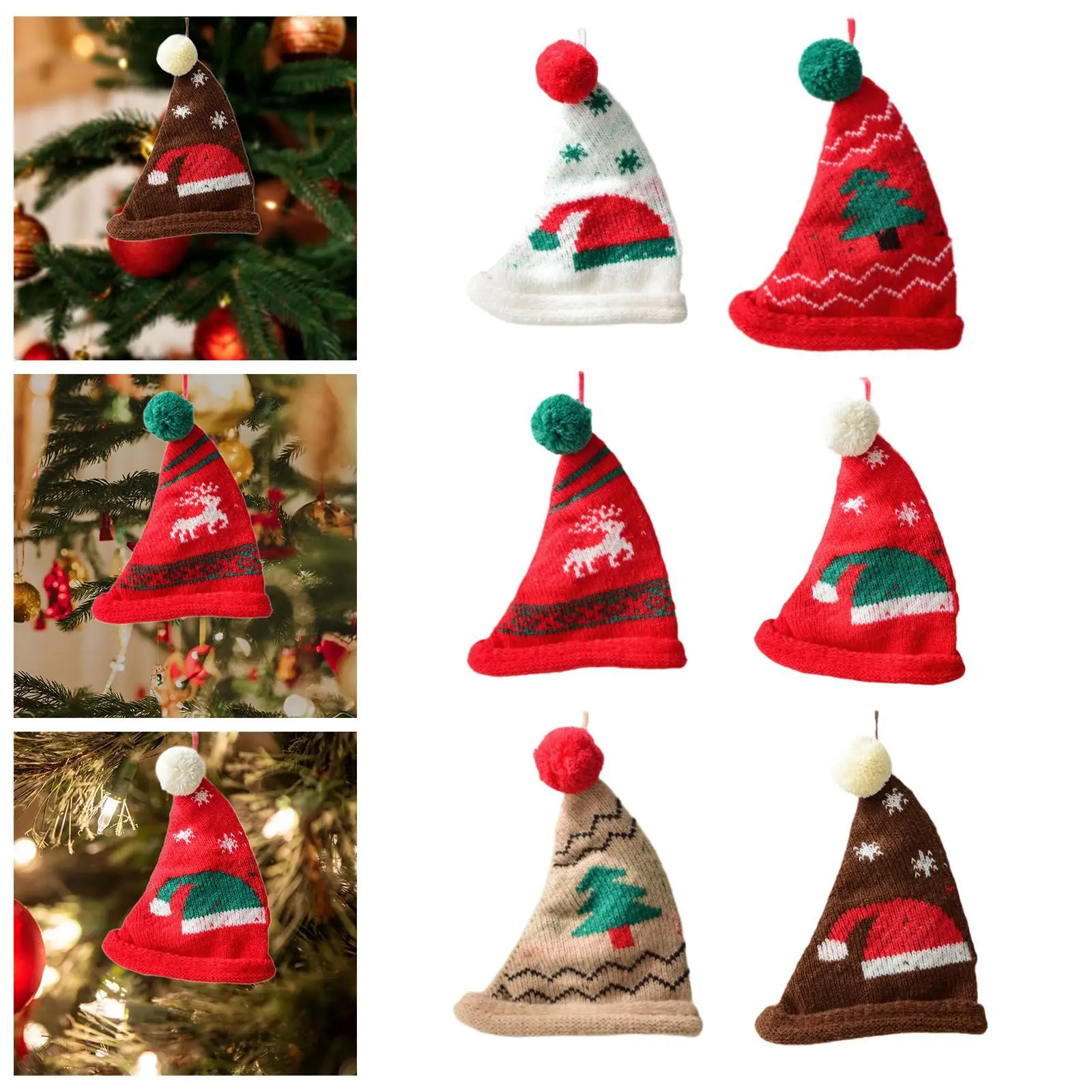 Mini Christmas Decoration Hat Knitted Hat Soft for Holidays Hotel Farmhouse