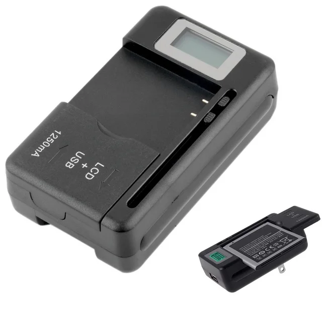 Universal Mobile Battery Charger LCD Display Indicator Screen Dual Support USB-Port For Cell Phone Chargers Charging UK EU Plug 1