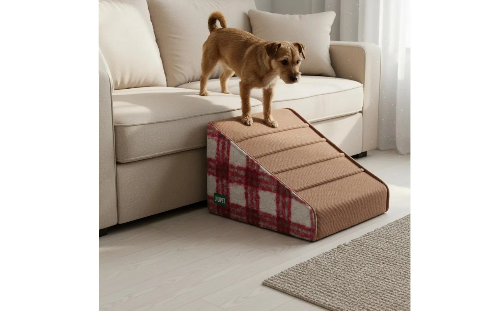 Dog Stairs Launderable Cover Foam Pet Steps High Bed Dog Stairs Gentle Incline Pet Ramp Paw-Protective for Elderly Animals