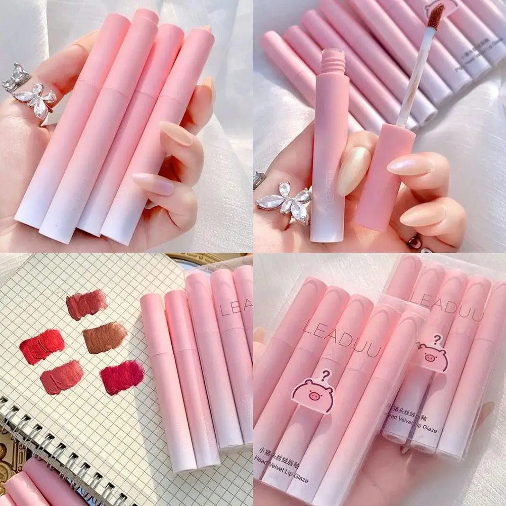 Description Picture 2 of item5 Colors/kits Matte Lipstick Set Long Lasting Waterproof Non-Stick Cup Lip Glaze Not Easy To Fade Cute Lip Tint Cosmetic Makeup
