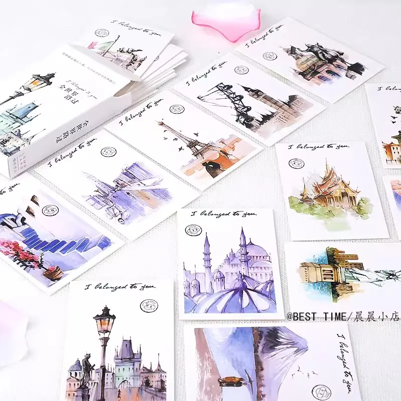 28 Sheets Set All Over The World Lomo Card Mini Postcard Greeting Card Christmas Gift Card art postcards