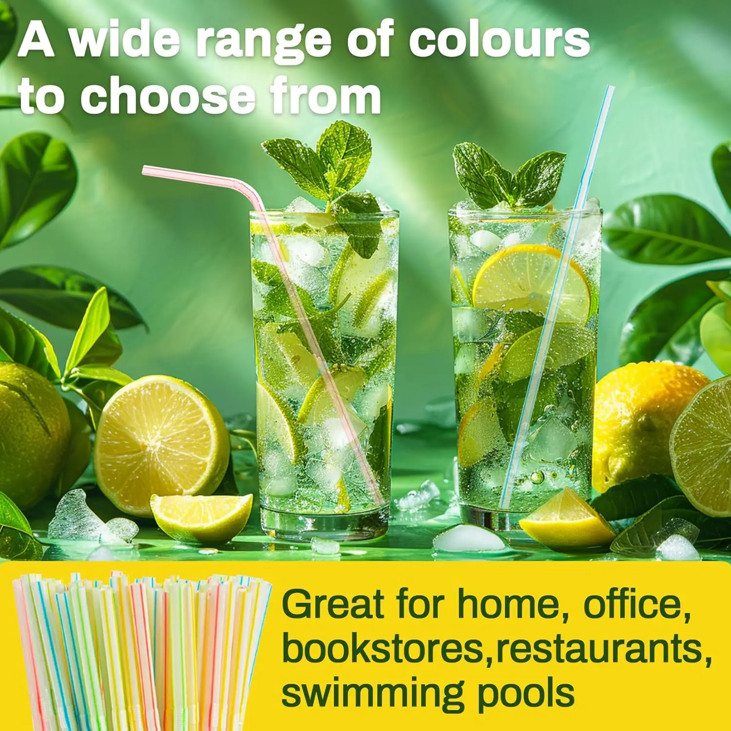 150PCS Disposable Plastic Drinking Straws - Flexible Straws Disposable Long Colorful PP Plastic Striped Assorted Colors for Home