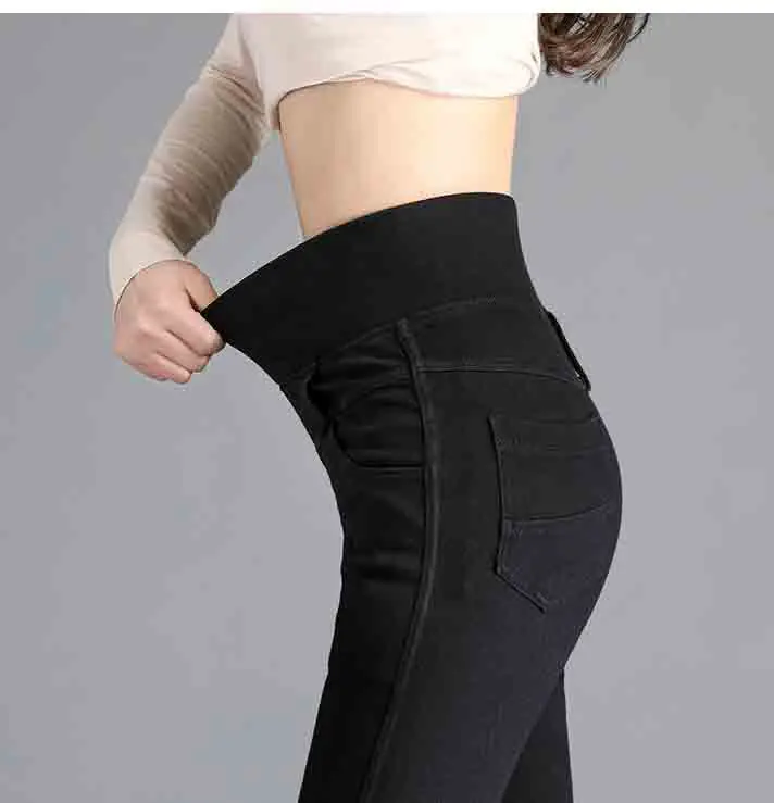 Super High Waist Stretch Pencil Jeans Women Big Size 26-38 Casual Skinny Vaqueros Wash Slim Denim Pants Spring Cowboy Spodnie
